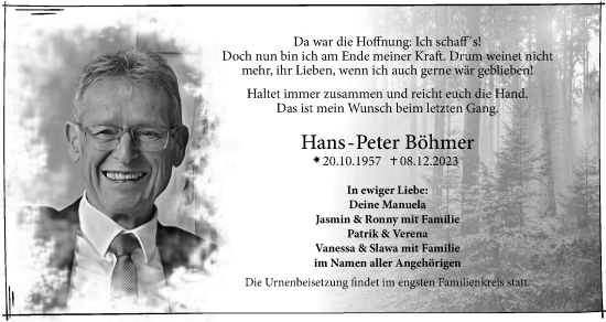 Anzeige von Hans-Peter Böhmer von MGO