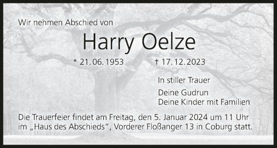 Anzeige von Harry Oelze von MGO