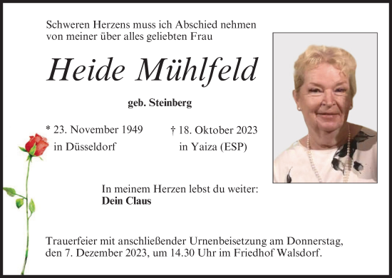 Anzeige von Heide Mühlfeld von MGO
