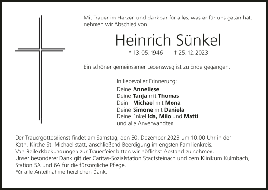 Anzeige von Heinrich Sünkel von MGO