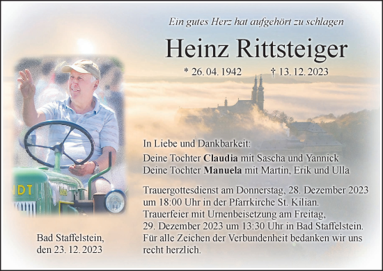 Anzeige von Heinz Rittsteiger von MGO