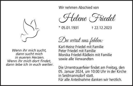 Anzeige von Helene Friedel von MGO