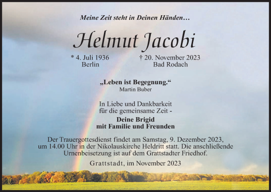 Anzeige von Helmut Jacobi von MGO
