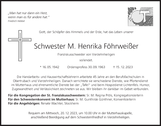 Anzeige von Henrika Föhrweißer von MGO
