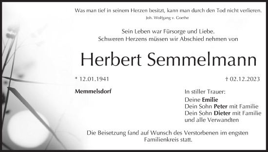 Anzeige von Herbert Semmelmann von MGO