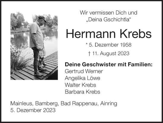 Anzeige von Hermann Krebs von MGO