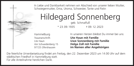 Anzeige von Hildegard Sonnenberg von MGO