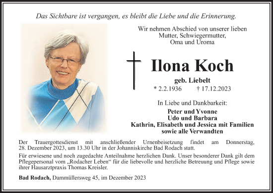 Anzeige von Ilona Koch von MGO