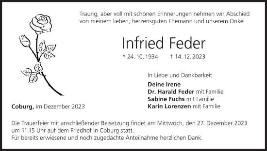 Anzeige von Infried Feder von MGO