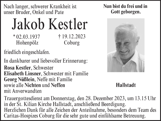 Anzeige von Jakob Kestler von MGO