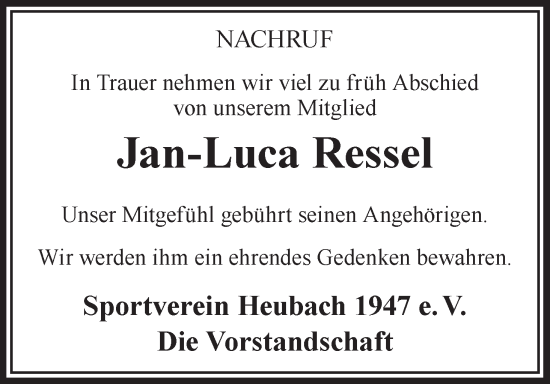 Anzeige von Jan-Luca Ressel von MGO