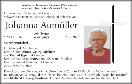 Anzeige von Johanna Aumüller von MGO