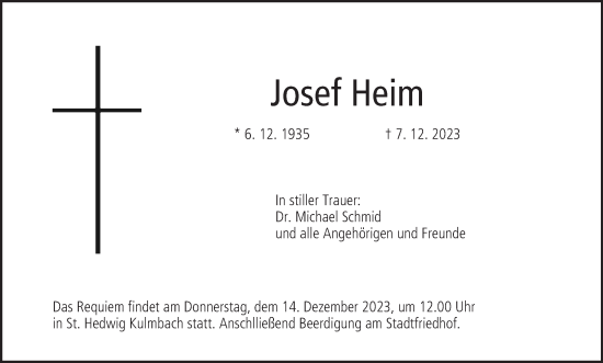 Anzeige von Josef Heim von MGO