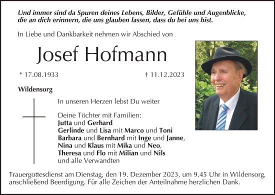Anzeige von Josef Hofmann von MGO