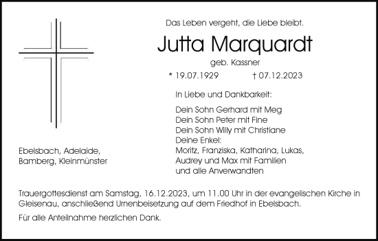 Anzeige von Jutta Marquardt von MGO