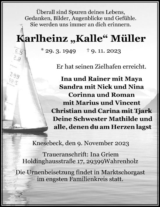 Anzeige von Karlheinz  Müller von MGO