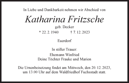Anzeige von Katharina Fritzsche von MGO