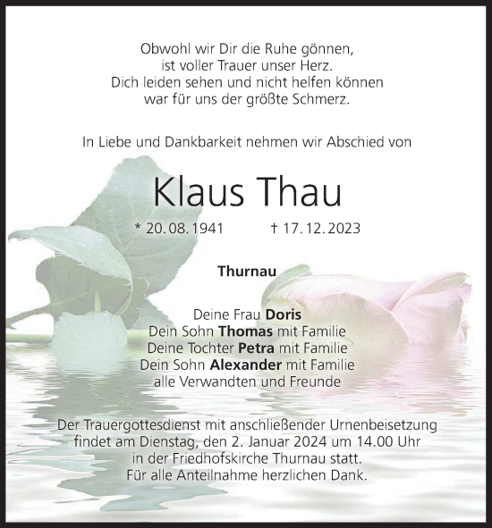 Anzeige von Klaus Thau von MGO