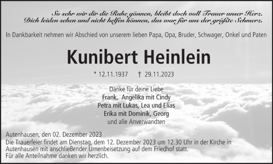 Anzeige von Kunibert Heinlein von MGO