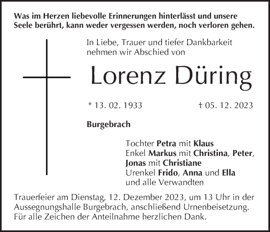 Anzeige von Lorenz Düring von MGO