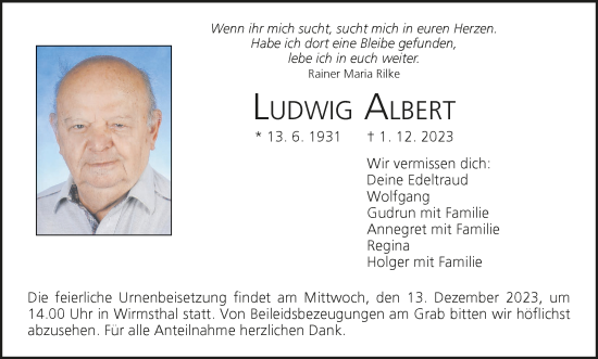 Anzeige von Ludwig Albert von MGO