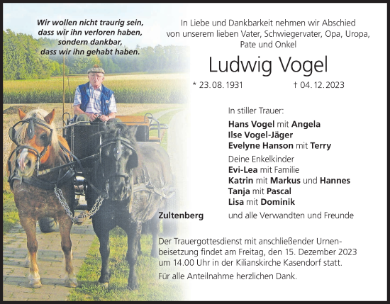 Anzeige von Ludwig Vogel von MGO