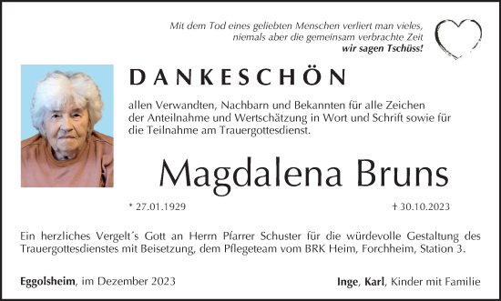 Anzeige von Magdalena Bruns von MGO