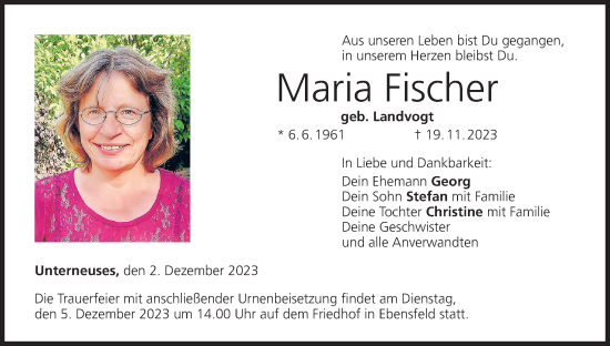 Anzeige von Maria Fischer von MGO