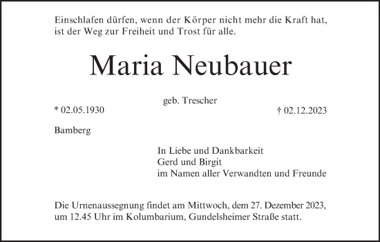 Anzeige von Maria Neubauer von MGO