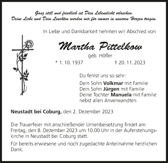Anzeige von Martha Pittelkow von MGO