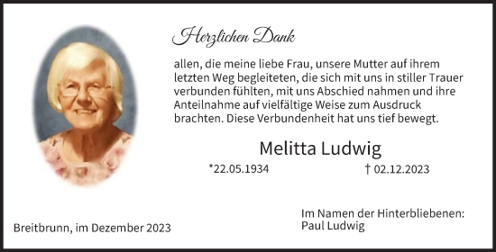 Anzeige von Melitta Ludwig von MGO