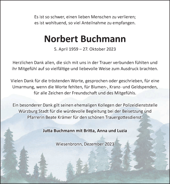 Anzeige von Norbert Buchmann von MGO