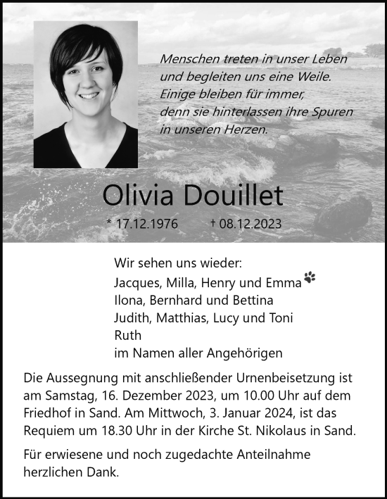 Anzeige von Olivia Douillet von MGO