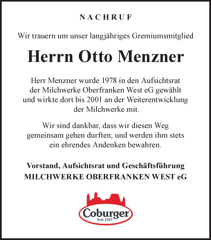  Traueranzeige für Otto Menzner vom 11.12.2023 aus MGO