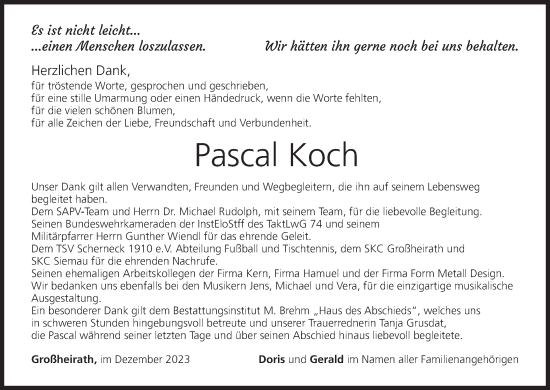 Anzeige von Pascal Koch von MGO