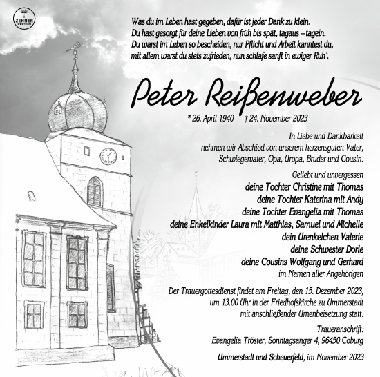 Anzeige von Peter Reißenweber von MGO