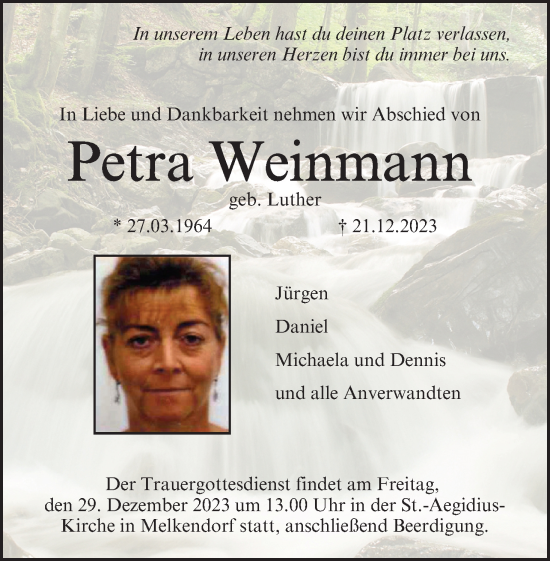 Anzeige von Petra Weinmann von MGO