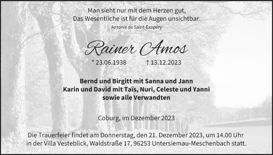 Anzeige von Rainer Amos von MGO