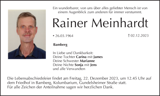 Anzeige von Rainer Meinhardt von MGO