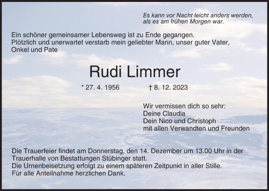 Anzeige von Rudi Limmer von MGO