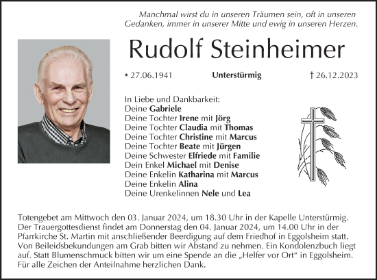 Anzeige von Rudolf Steinheimer von MGO