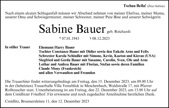 Anzeige von Sabine Bauer von MGO