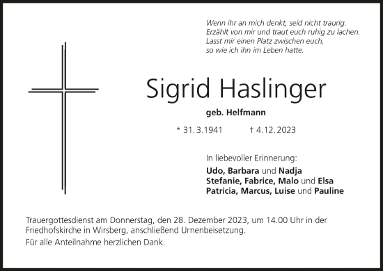 Anzeige von Sigrid Haslinger von MGO