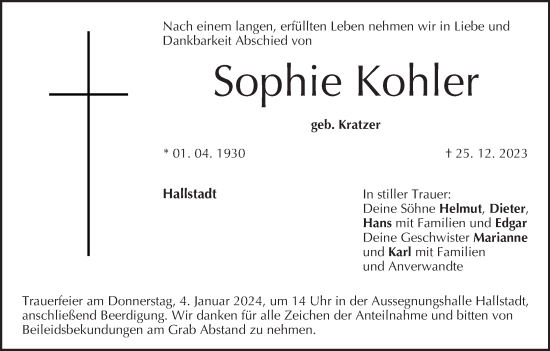 Anzeige von Sophie Kohler von MGO