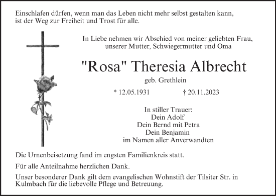 Anzeige von Theresia Albrecht von MGO