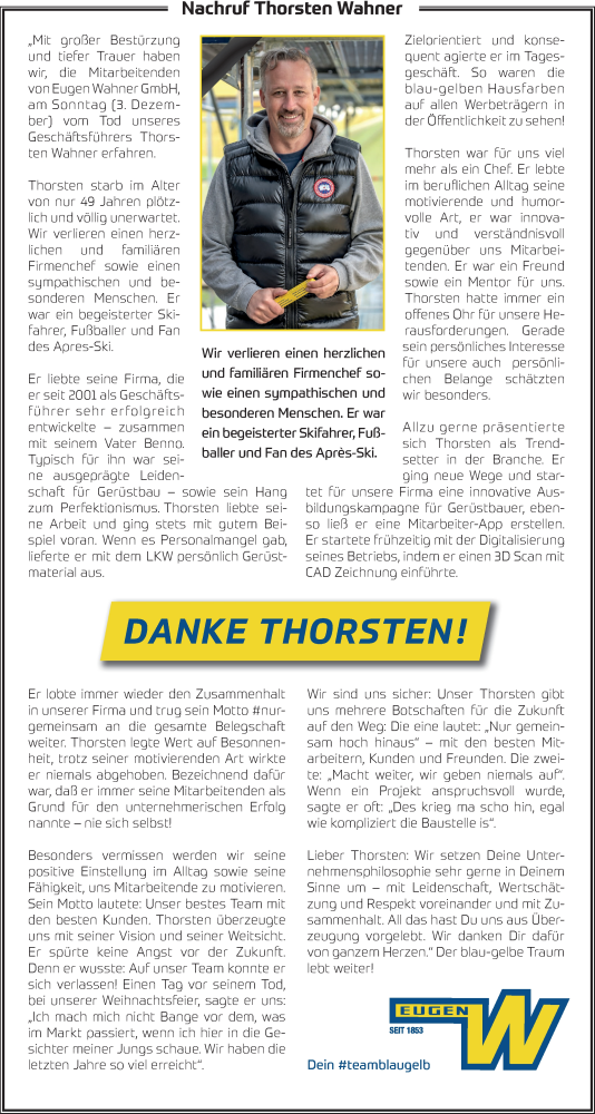 Anzeige von Thorsten Wahner von MGO