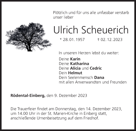 Anzeige von Ulrich Scheuerich von MGO