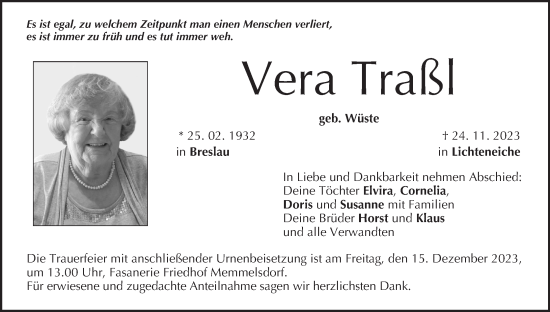Anzeige von Vera Traßl von MGO