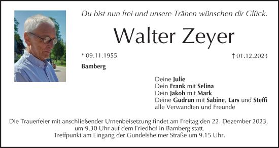 Anzeige von Walter Zeyer von MGO