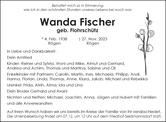 Anzeige von Wanda Fischer von MGO